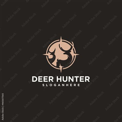 Deer Hunting Club Logo Design Template Vector Silhouette Of Deer Head