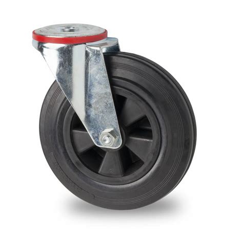 Swivel Castor X Mm Black Rubber Tyre Load Capacity Kg