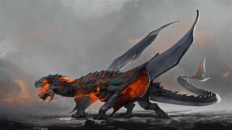 Artstation Fire Dragon 2d Concept Art