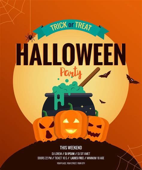 Two Halloween Posters Flat Design Halloween Party Poster Event