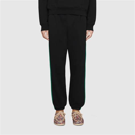 The North Face X Gucci Web Print Cotton Jogging Bottoms In Black