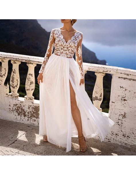 Elegant White Lace Chiffon Dress