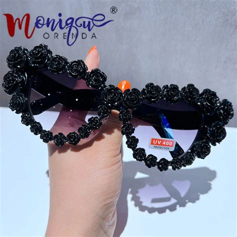 Vintage Sexy Cat Eyes Baroque Vintage Sunglasses For Women Black Flower