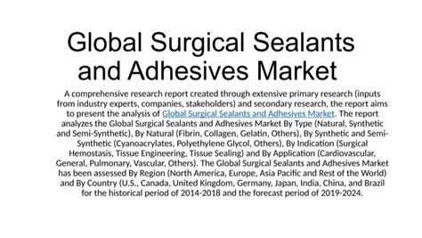 Global Surgical Sealants And Adhesives Market