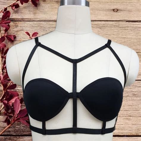 New Women Black Harness Cage Bra Gothic Harajuku Exotic Apparel Sexy