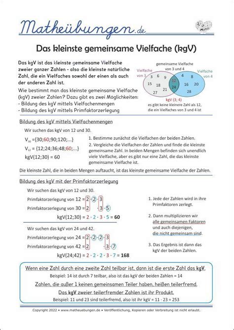 Das Kleinste Gemeinsame Vielfache KgV Primfaktorzerlegung