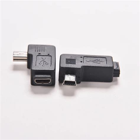 1pc 4 Type Straight L Shape Black Micro Mini Usb Female To Mini Micro Usb Male Adapter