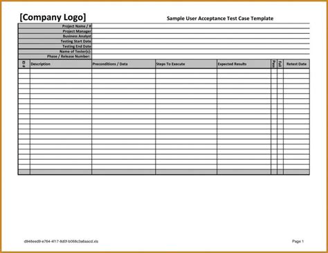 Acceptance Test Report Template New Sap Test Script Template Excel