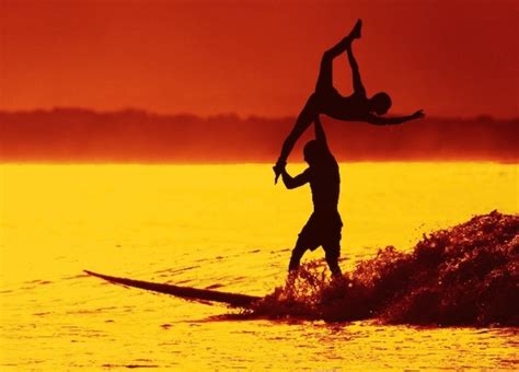 tandem surfing sunset silhouette | Surfer Dad