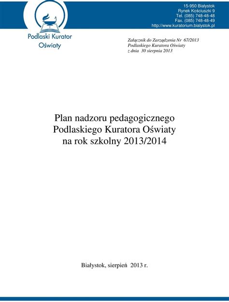 Plan Nadzoru Pedagogicznego Na Rok Szkolny Pdf Darmowe Pobieranie