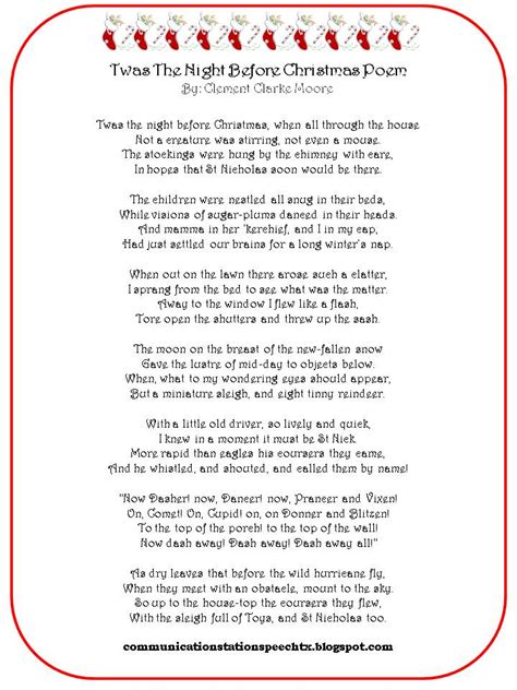 Twas The Night Before Christmas Poem Printable