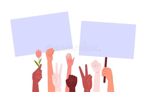 Peoples Hands Holding Blank Posters Stock Vector Illustration Of