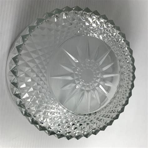 Arcoroc France Bowl Clear Glass Starburst Diamond Cut Salad Serving 9 Across Etsy