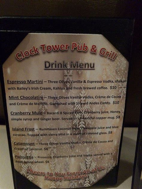 Menu At Clock Tower Pub And Grill Copake