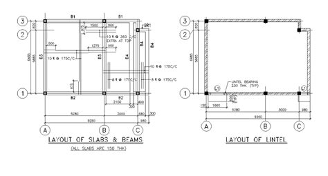 Layout Of Slab Beam And Lintel Details Are Given In This D Autocad