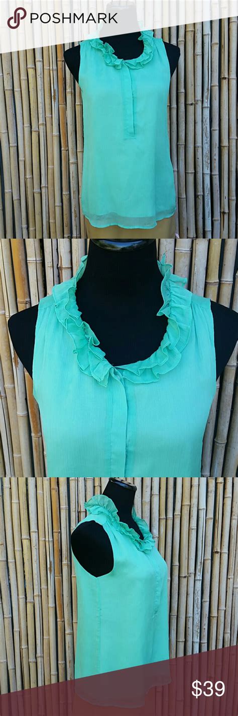 J Crew Mint Green Ruffle Neck Blouse Size 6 Clothes Design Fashion Fashion Design