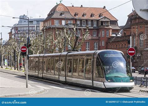 Modern Tram On A Street Of Strasbourg France Editorial Photography