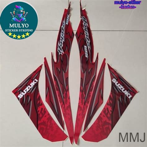 Merah Striping Sticker Lis Les Pole Suzuki Hayate Red Best Quality