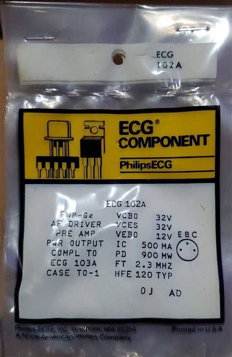 Phillips Ecg A Transistor Pnp Ge Type Ma V To Case Nos Ebay