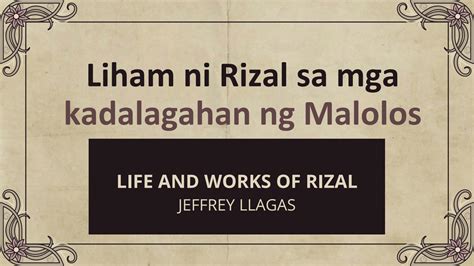 Solution Ang Liham Ni Rizal Para Sa Mga Kadalagahan Ng Malolos Jllagas