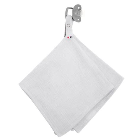 Doudou Lange Attache T Tine En Gaze De Coton Jeanne Gris Clair