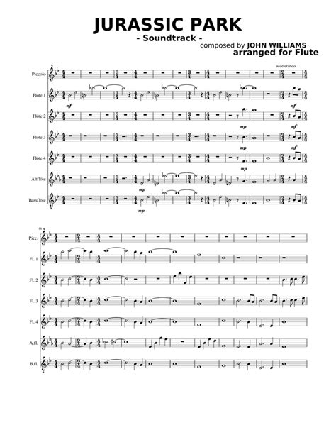 Jurassic Park Soundtrack For Flute Choir Sheet Music For Flute Piccolo Download Free In Pdf