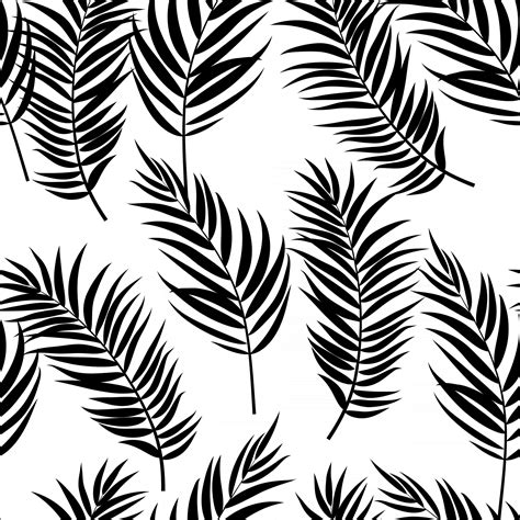 Beautiful Palm Tree Leaves Silhouette, Seamless Pattern Background ...