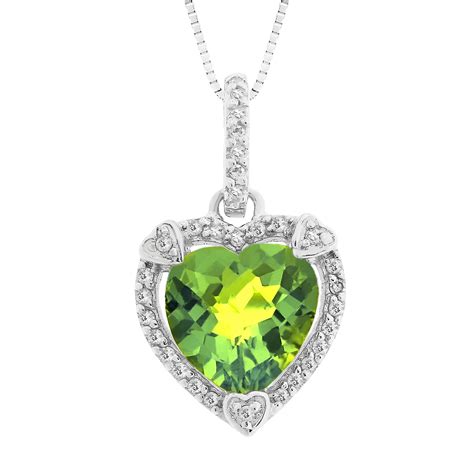 Sterling Silver Heart Shape Peridot Pendant Jewelry Pendants