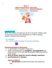 Quiz 4 Pharm Review Docx 1 Quiz 4 Upper Respiratory Disorders