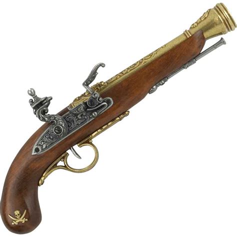 Left Handed Brass Pirate Flintlock Pistol Ac 22 1126l Medieval