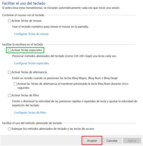 Windows Desactivar Las Teclas Especiales Desde Las Opciones De