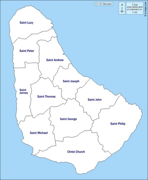 Barbados Map Outline With Parishes