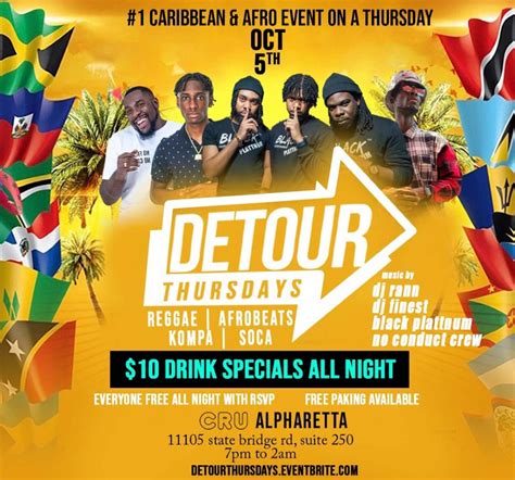 Detour Thursdays Caribbean And Afro Party In Alpharetta 10 Drinks All