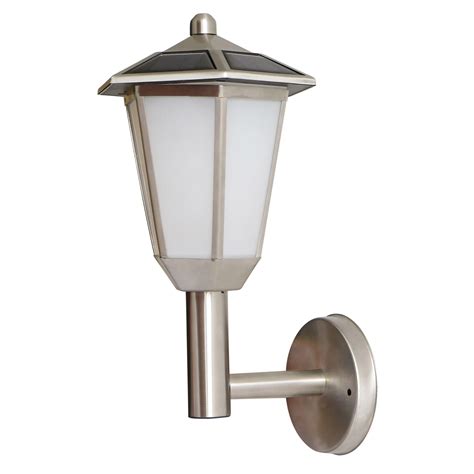 Silver Effect Solar Powered Outdoor Wall Light Departments Diy At B Q