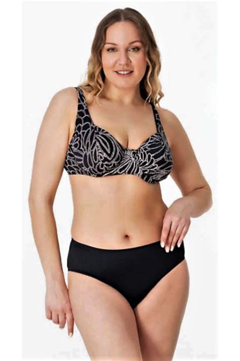 Sunsurf Büyük Beden Desenli Toparlayıcı Bikini Siyah 50 52 54 56 Beden