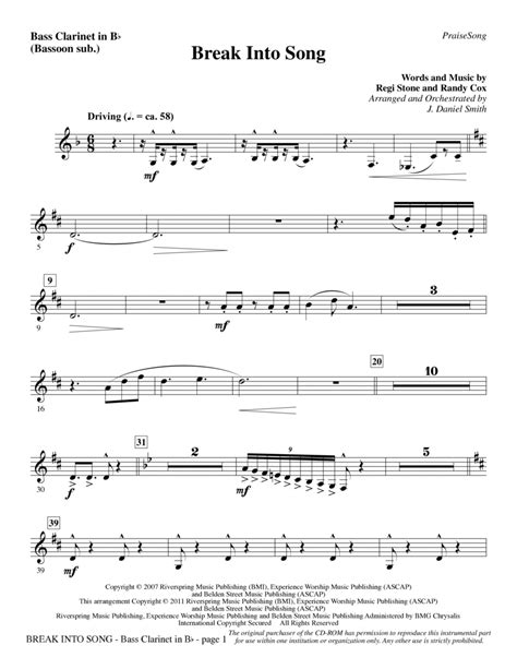 Break Into Song Bass Clarinet Sub Bassoon By J Daniel Smith