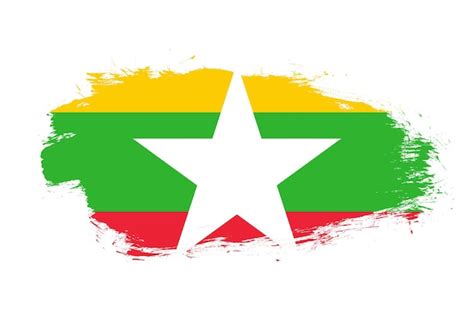 Premium Photo Flag Of Myanmar On White Stroke Brush Background