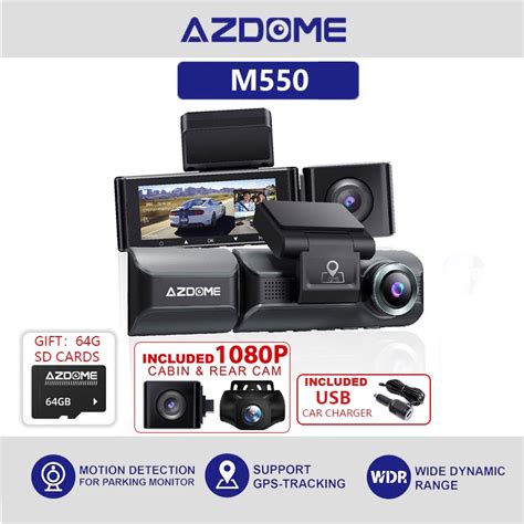 AZDOME M550 Pro 4K Ultra HD 3 Channel Dash Cam Night Vision App Control