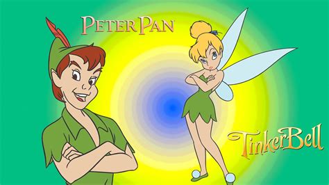 Tinkerbell And Peter Pan Character Disney Vector Graphic Art Wallpaper