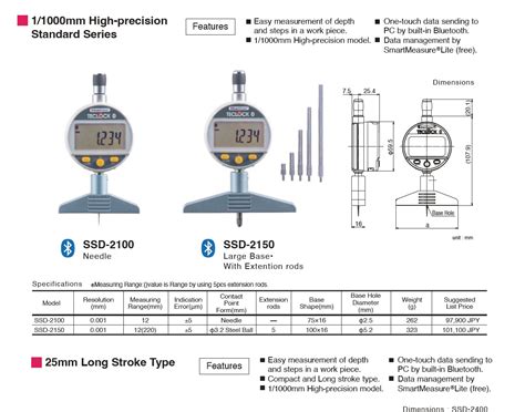 Ichiban Precision Sdn Bhd Teclock Teclock Bluetooth Digital Depth Gauge