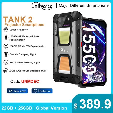 US MX AU EU Stock Unihertz 8849 Tank 2 Projector Rugged 22GB RAM 256GB