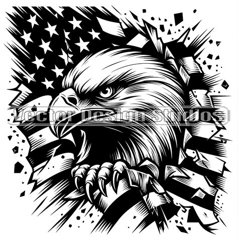 Eagle Head With USA Flag Svg Patriotic PNG Clipart Vector Image 4th