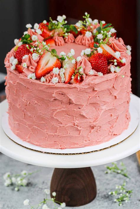 Vanilla Strawberry Cake Recipe In 2023 Strawberry Cake Recipes Cake Vanilla Sheet Cakes