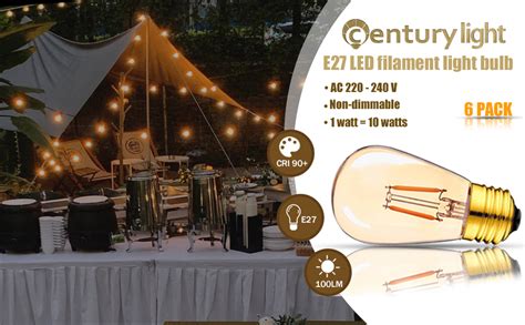 Century Light E27 Led Vintage Filament Bulbst45 1w Replace 10w Incandescent Bulbss14 Edison