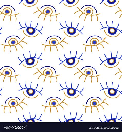 Mediterranean Geometric Evil Eyes Seamless Pattern