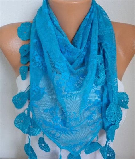 Turquoise Lace Scarf Shawl Scarf Women Scarves Cowl Scarf Bridesmaid