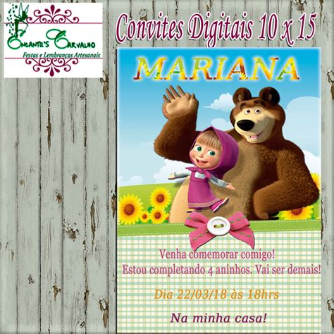 Convite Masha E O Urso Digital Elo Produtos Especiais