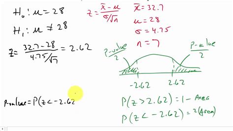 Hypothesis Testing Sigma Known Two Tailed P Value Method YouTube