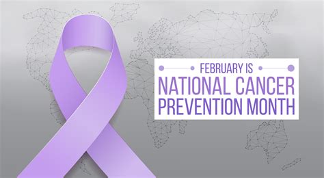 National Cancer Prevention Month Concept Banner With Purple Ribbon And