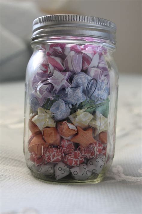 Hand Folded Multicolored Stars Filled With Special Messages Origami